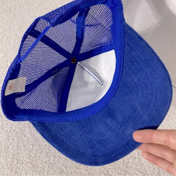 Vintage Blue Corduroy Norcen Energy Resources Mesh Back Snap Back Trucker Hat - Picture 9 of 10